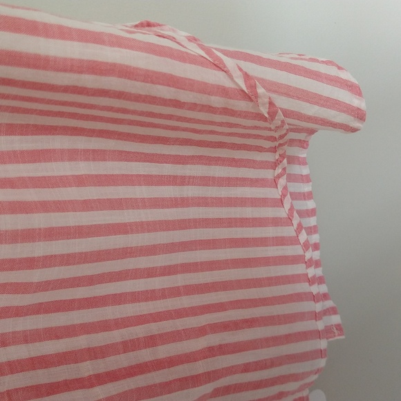 Madewell Central Short-Sleeve Tie-Back Button-Down Shirt In Rose Stripe - Picture 11 of 14